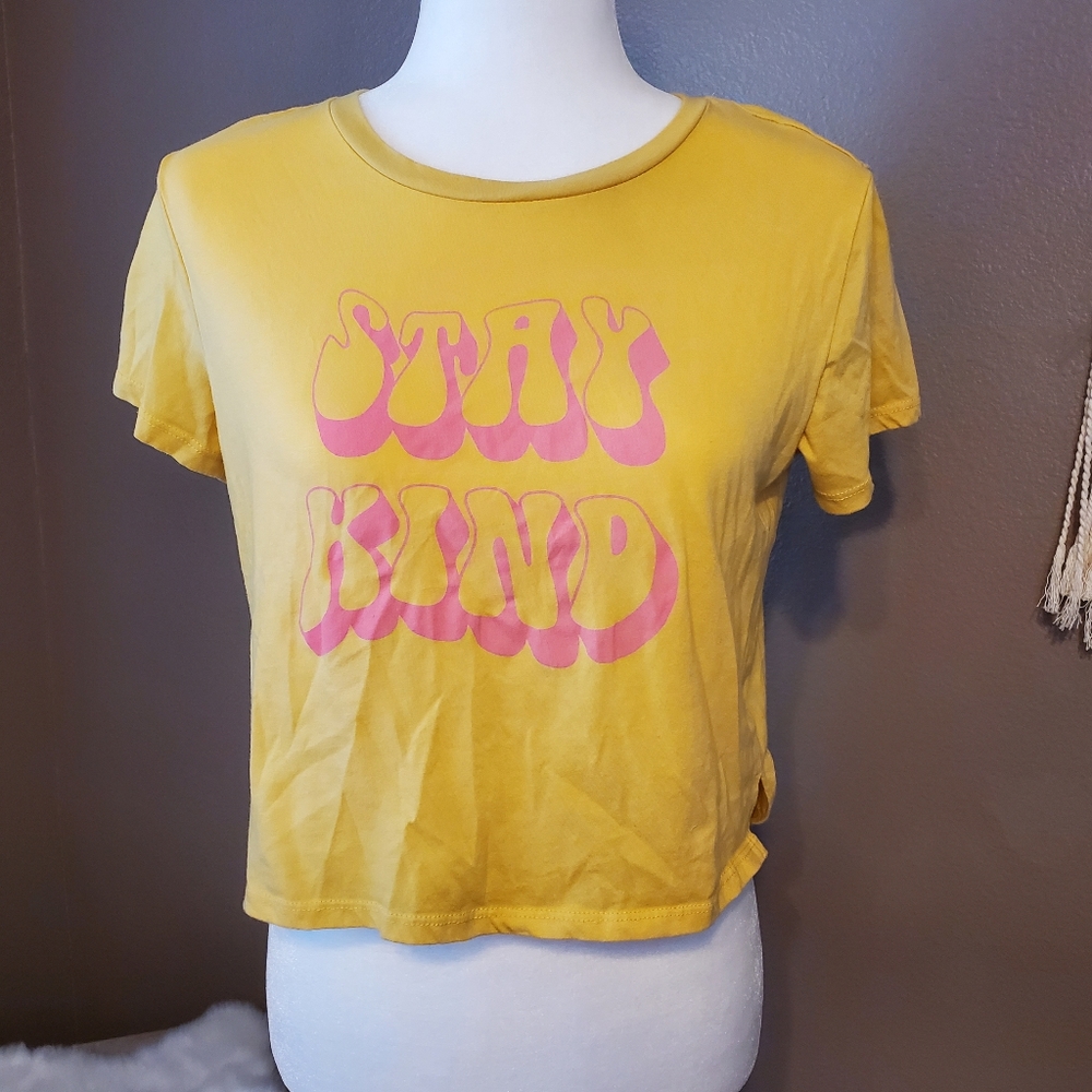 Stay Kind mustard yellow crop top Sz M